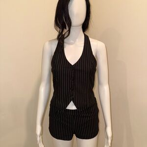 Windsor Black and White Striped Vest and Shorts Set